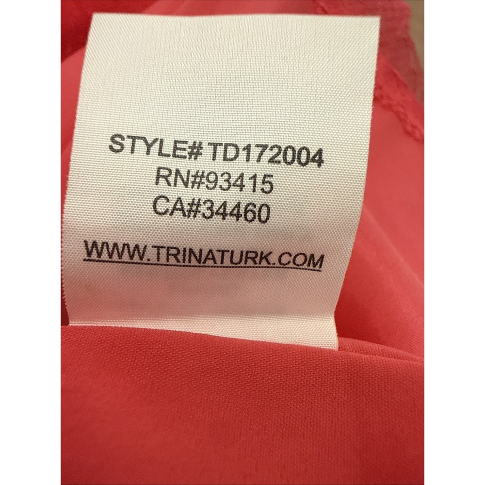Trina Turk Felisha Halter Dress Sz 4 Pink Coral Pleated Shift Wedding Guest - Picture 9 of 12